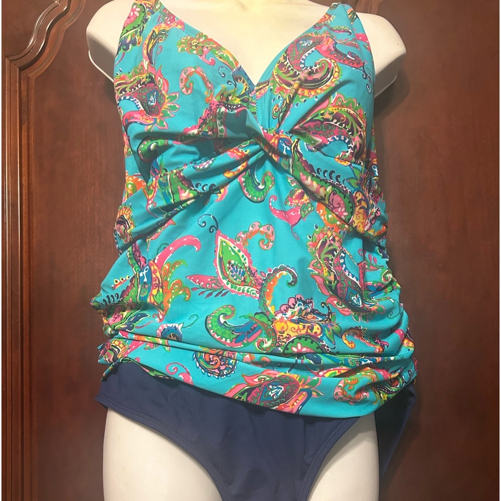 Ladies CHAPS Ralph Lauren one piece swim bathing suit 18W